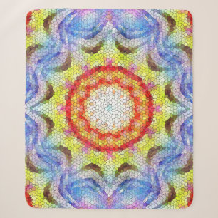 Couverture Sherpa Belle mosaïque brillante Carreaux soleil Fleur