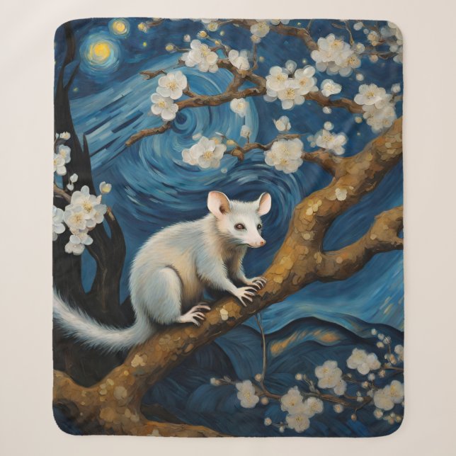 Couverture Sherpa Belle Possum dans la nuit étoilée (Devant)