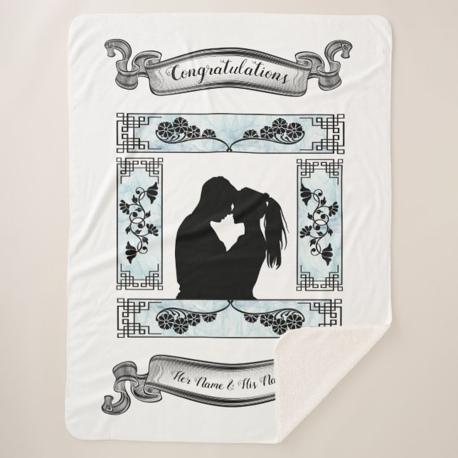 Couverture Sherpa Belle silhouette de couple noir et blanc (Devant)