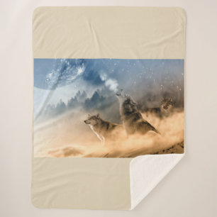Couverture Sherpa Belles Étoiles Foggy Night Wolfs Howl