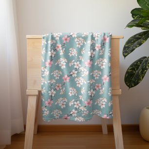 Couverture Sherpa Belles fleurs de cerises Vintages rustiques