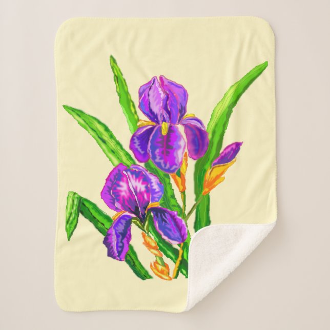 Couverture Sherpa Belles Fleurs Iris Sherpa Blanket Irises (Devant)