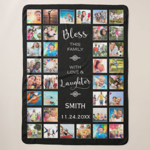 Couverture Sherpa Bénissez cette famille avec amour 32 Photo Collage