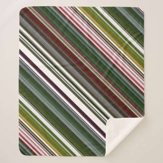 Couverture Sherpa Berry Bush Green and Red Stripe (Devant)