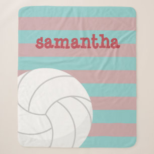 Couverture Sherpa Berry Red & Aqua Giant Volleyball Stried