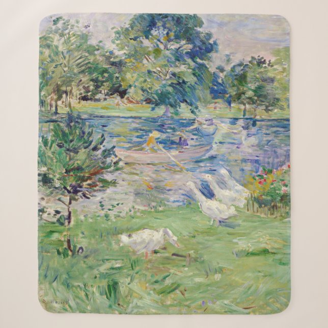 Couverture Sherpa Berthe Morisot - Fille en bateau avec oie (Devant)
