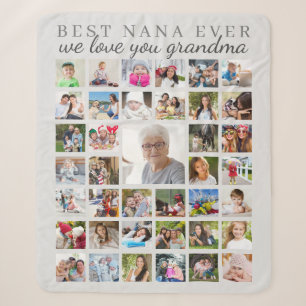 Couverture Sherpa BEST NANA JAMAIS Grandma Photo Collage Gris