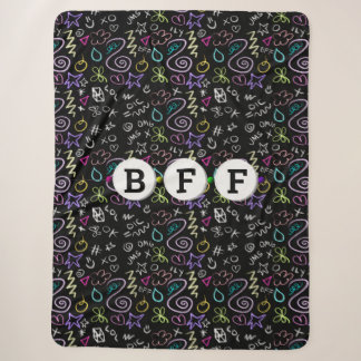 Couverture Sherpa BFF Doodles - Faux Parties scintillant Motif (3 pe