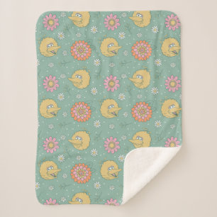 Couverture Sherpa Big Bird Good Vibes Floral Pattern