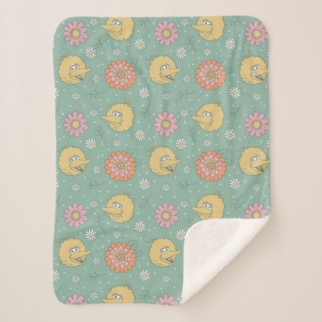 Couverture Sherpa Big Bird | Good Vibes Floral Pattern (Devant)