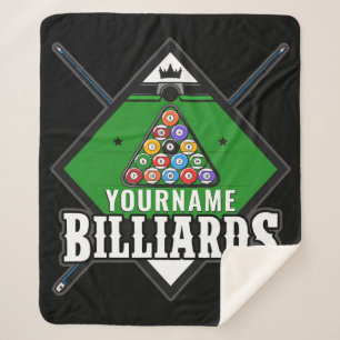 Couverture Sherpa Billard personnalisé NOM Cue Rack Pool Room
