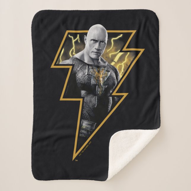 Couverture Sherpa Black Adam Grey et Gold Lightning Graphic (Devant)