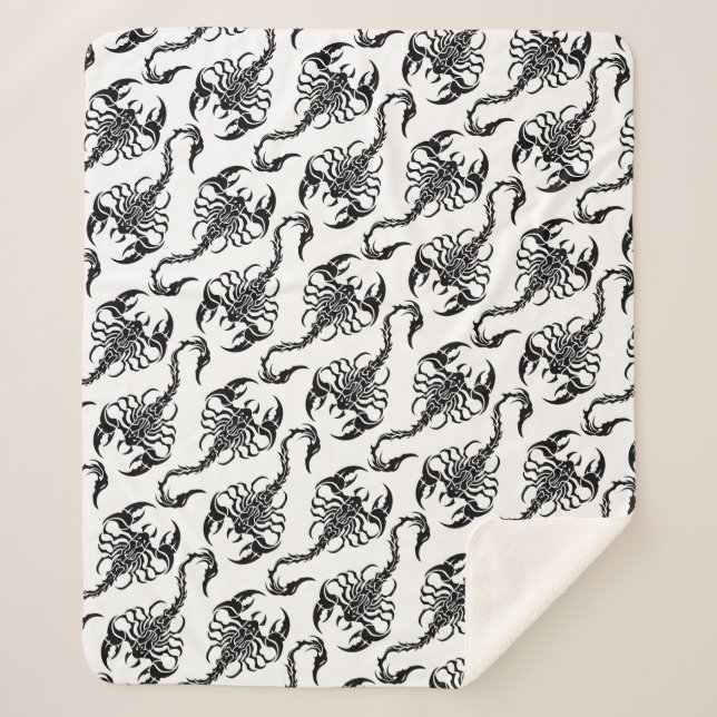 Couverture Sherpa Black and White Tribal Scorpion Pattern (Devant)
