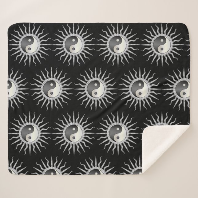 Couverture Sherpa Black Starburst Yin Yang (Devant (Horizontal))