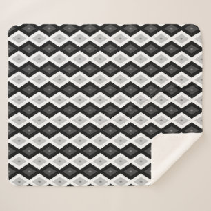 Couverture Sherpa Black, white and grey diamond pattern