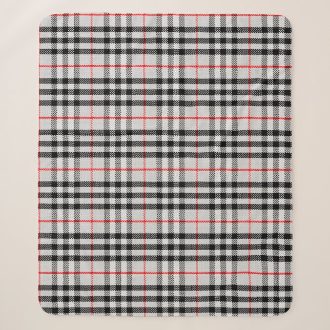 Couverture Sherpa Black White Red Classic Checkered Fabric (Devant)