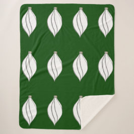 Couverture Sherpa Blanc et Argent Ornement Green Sherpa Blanket