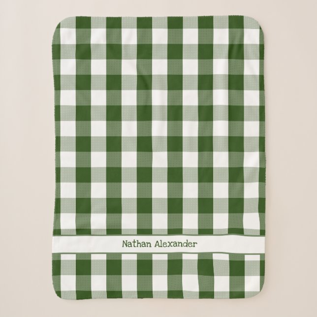 Couverture Sherpa Blanc vert Chauffage de buffle blanc avec nom (Devant)