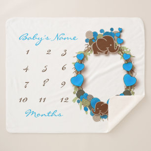 Couverture Sherpa Blanche bébé de Milestone - Eléphant