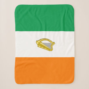 Couverture Sherpa Blanche drapeau irlandais, harpe, patriotique, Irl