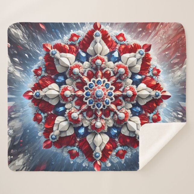 Couverture Sherpa Blanche Sherpa aux couleurs norvégiennes (Devant (Horizontal))
