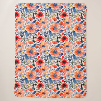 Couverture Sherpa Blanche Sherpa Floral Scandinave