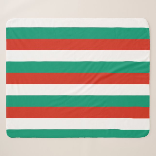 Couverture Sherpa Blanche Sherpa patriotique avec drapeau de la Bulg (Devant (Horizontal))