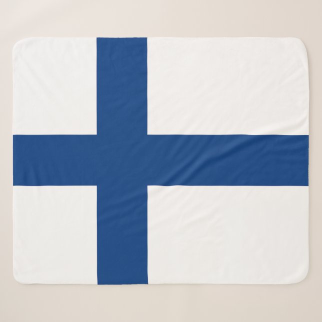 Couverture Sherpa Blanche Sherpa patriotique avec drapeau de la Finl (Devant (Horizontal))