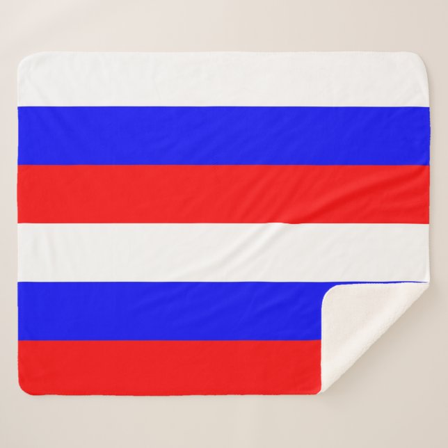 Couverture Sherpa Blanche Sherpa patriotique avec drapeau de la Russ (Devant (Horizontal))