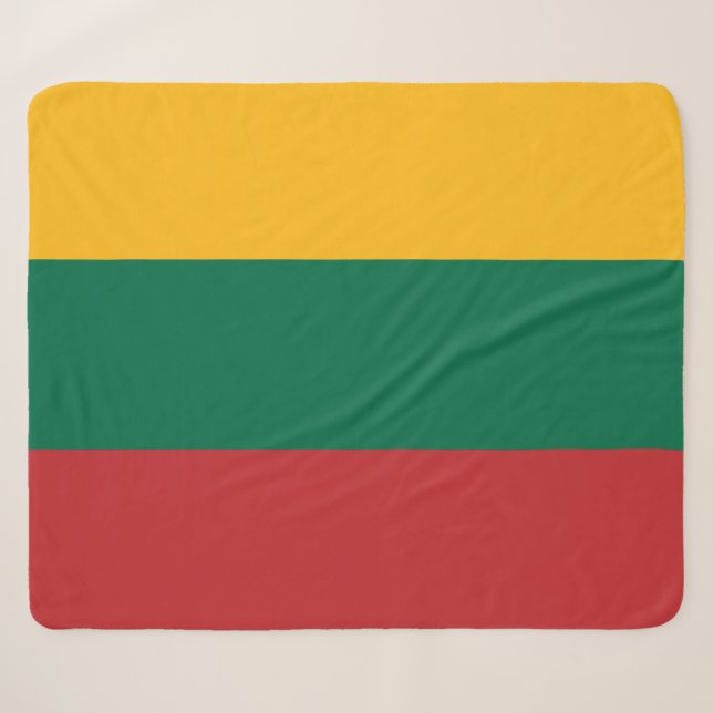 Couverture Sherpa Blanche Sherpa patriotique avec drapeau de Lituani (Devant (Horizontal))