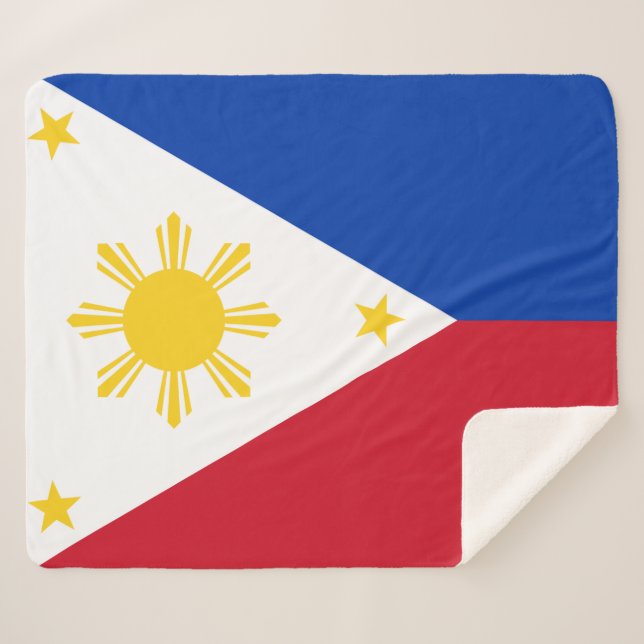 Couverture Sherpa Blanche Sherpa patriotique avec drapeau des Philip (Devant (Horizontal))