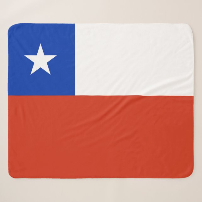 Couverture Sherpa Blanche Sherpa patriotique avec drapeau du Chili (Devant (Horizontal))