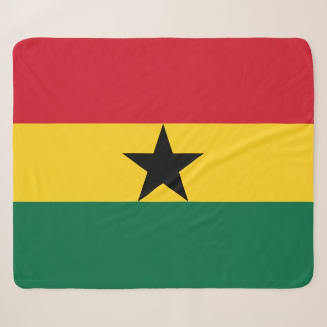 Couverture Sherpa Blanche Sherpa patriotique avec drapeau du Ghana (Devant (Horizontal))