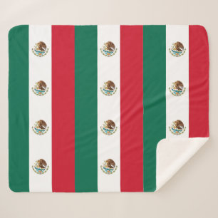 Couverture Sherpa Blanche Sherpa patriotique avec drapeau du Mexique