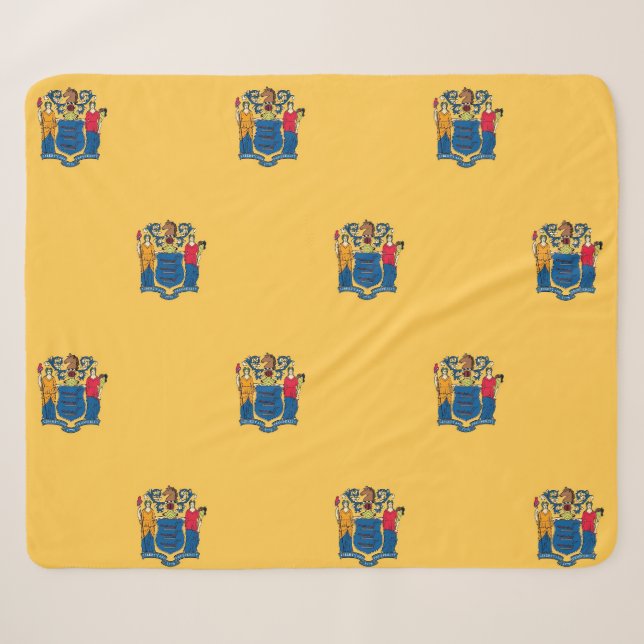 Couverture Sherpa Blanche Sherpa patriotique avec drapeau du New Jer (Devant (Horizontal))