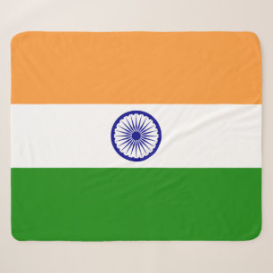 Couverture Sherpa Blanche Sherpa patriotique avec drapeau indien