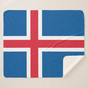 Couverture Sherpa Blanche Sherpa patriotique avec drapeau islandais