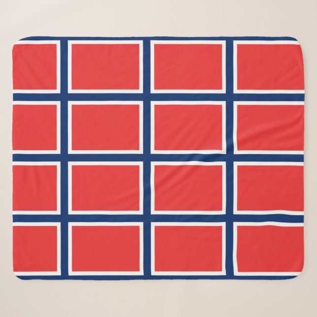 Couverture Sherpa Blanche Sherpa patriotique avec drapeau norvégien (Devant (Horizontal))
