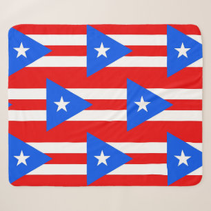 Couverture Sherpa Blanche Sherpa patriotique avec drapeau Porto Rico