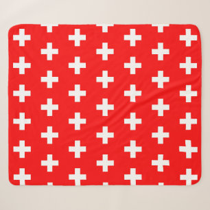Couverture Sherpa Blanche Sherpa patriotique avec drapeau suisse