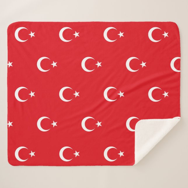 Couverture Sherpa Blanche Sherpa patriotique avec drapeau turc (Devant (Horizontal))
