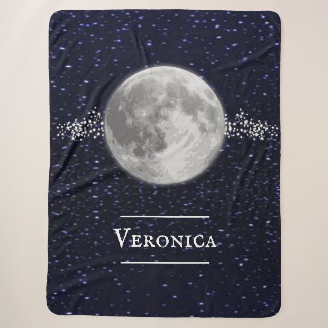 Couverture Sherpa Blanche Sherpa personnalisée lunaire (Devant)