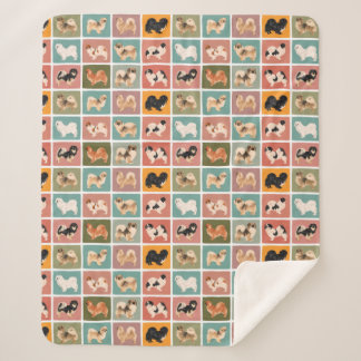 Couverture Sherpa Blanche Sherpa Tibétaine Spaniel multicolore