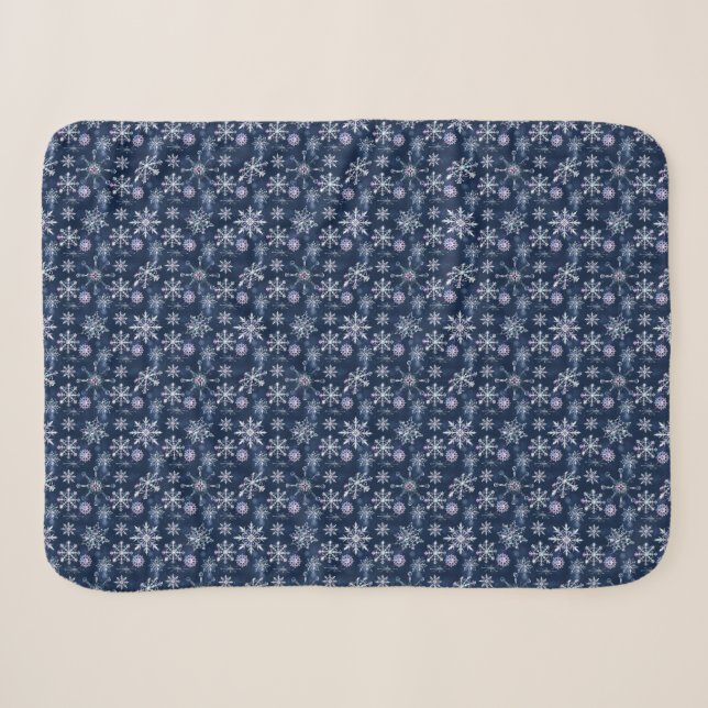 Couverture Sherpa Blanchisserie de Noël bleu neige (Devant (Horizontal))