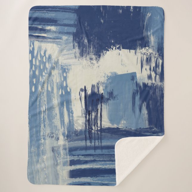 Couverture Sherpa Bleu Abstrait et ivoire (Devant)