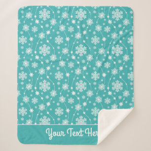 Couverture Sherpa Bleu bleu Turquoise brillant Motif de flétan blanc