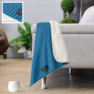 Couverture Sherpa Bleu - Effet Knit lisse - Ajouter les initiales