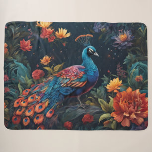 Couverture Sherpa Bleu élégant et gamme Peacock Star Jardin plein