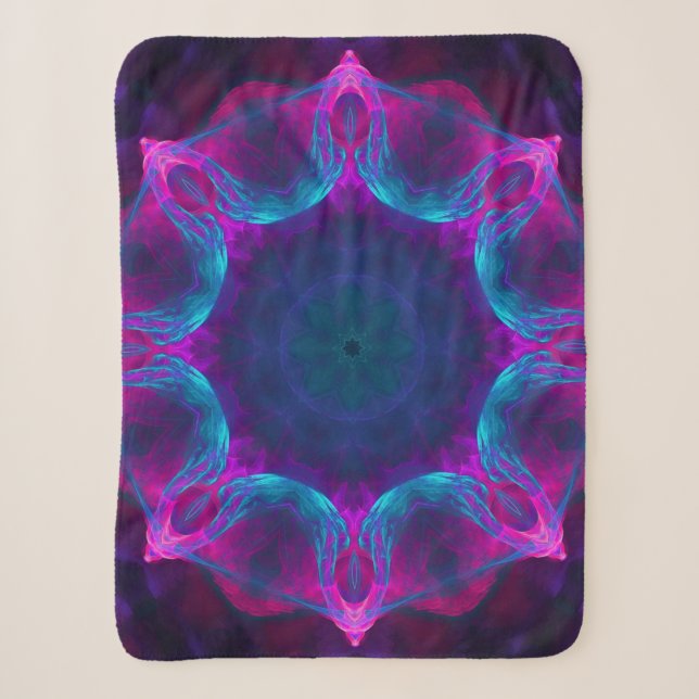Couverture Sherpa Bleu et rose néon foncé Kaleidoscope dégradé (Devant)