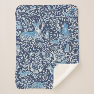 Couverture Sherpa Bleu foncé Bois blancs Animaux Lapin d'hiver